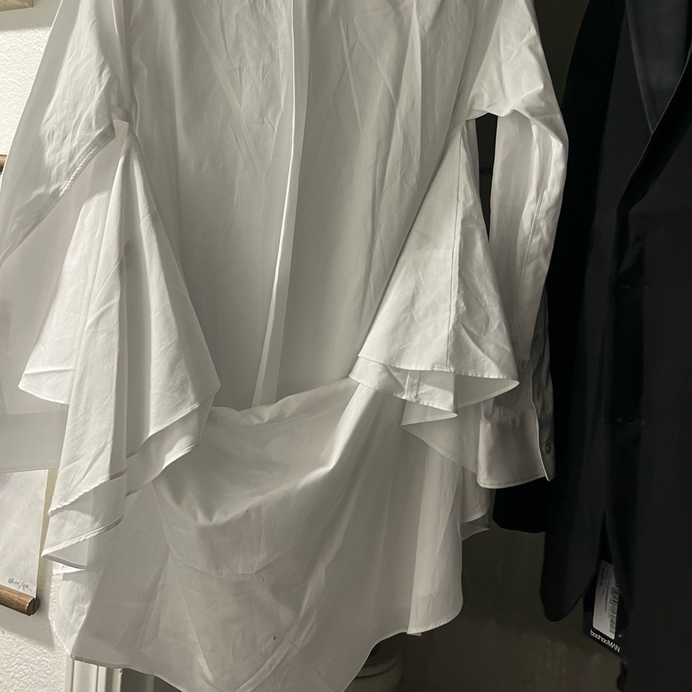 Comme Des Garçon cotton LS Ruffle Back Button Up - Picture 7 of 7